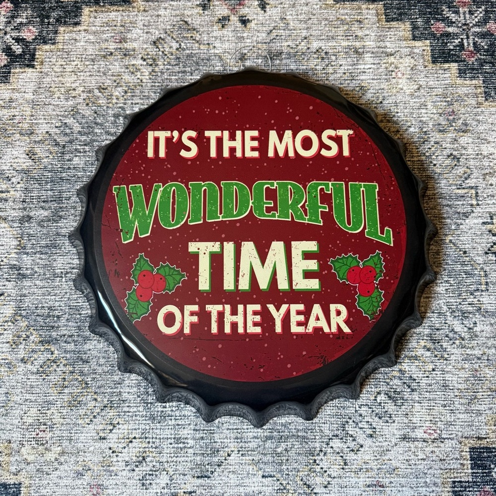 Giant Holiday Bottle Cap Wall Decor